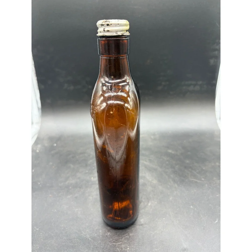 Vintage Amber Glass Flask Federal Law Forbids Sale Or Reuse Liquor Bottle 1 Pint